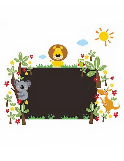Vinil decorativo Dara Baby Pizarron Con Animales Selva