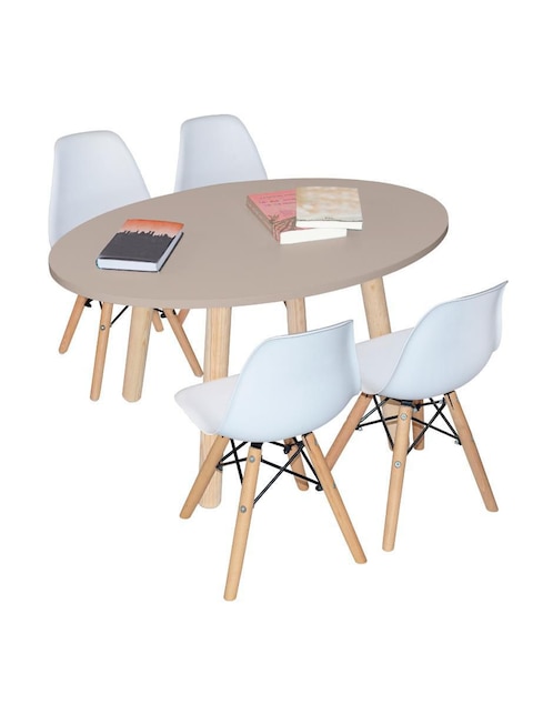 Mesa con silla mesa ovalada 4 sillas eames duduk "de" mdf y madera