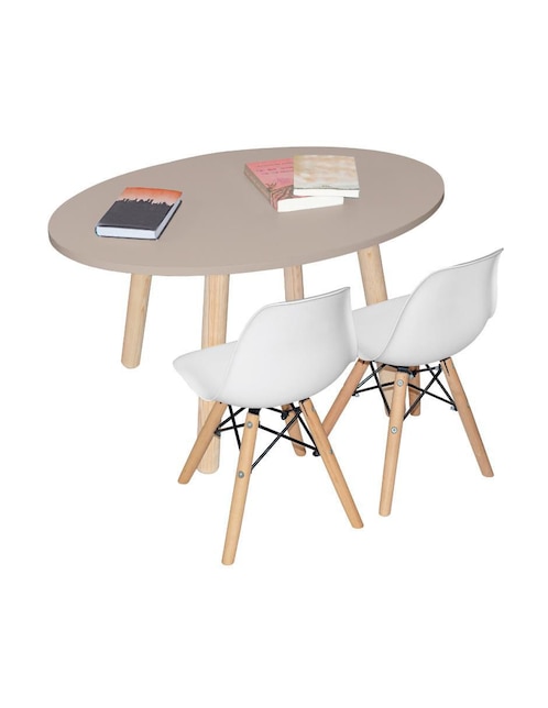 Mesa con silla mesa ovalada 2 sillas eames blanca duduk "de" mdf y madera