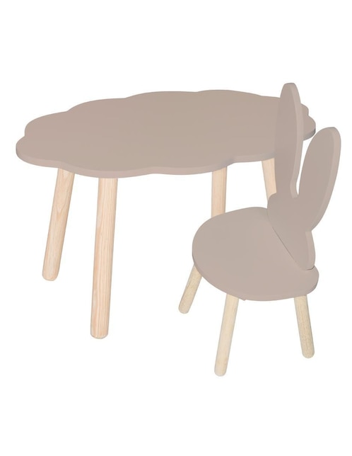 Mesa con silla mesa nube ovalada 1 silla conejo duduk "de" mdf y madera