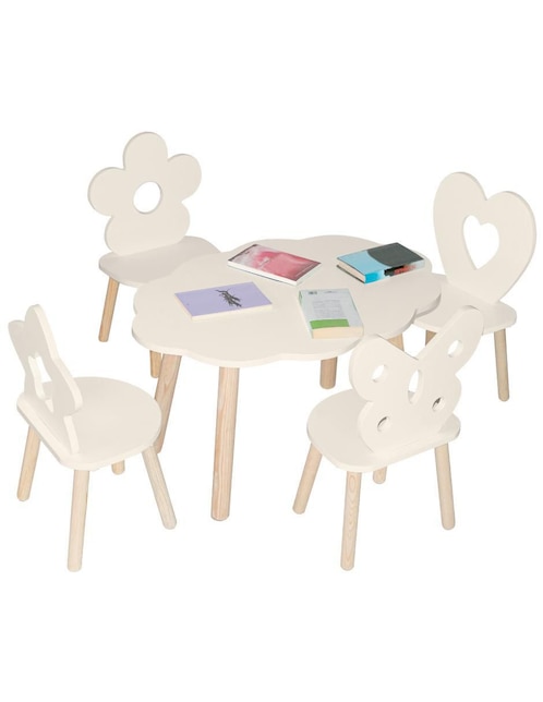 Set de mesa infantil duduk mesa nube ovalada con cuatro sillas de figuras "de" materialatt" 5 "piezas"