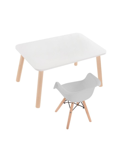 Mesa con silla sí set infantil de mesa rectangular de melamina y silla eames con descansabrazos para niños y niñas de 2 a 9 años duduk "de" polipropileno