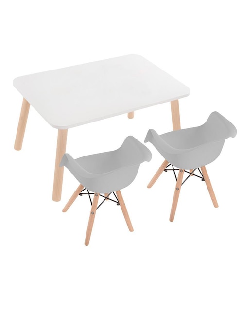 Mesa con silla sí comedor infantil duduk con mesa rectangular melamina y 2 sillas eames con descansabrazos duduk "de" polipropileno