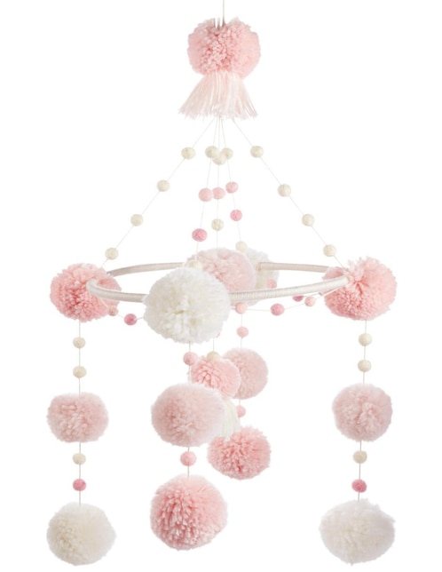 Móvil Pom Pom Mud Pie rosa