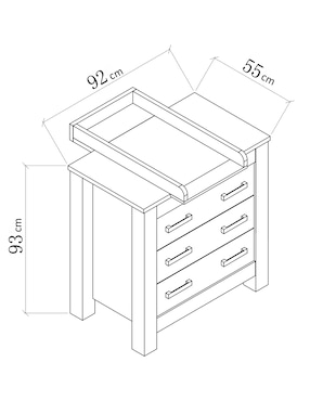 Cómoda con cambiador Bordeaux Mon Caramel de MDF