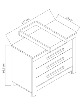 Cómoda con cambiador Parma Mon Caramel de MDF