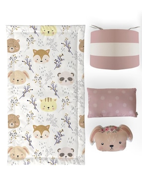 Juego de cuna Beikia Sweet Animals para bebé niña 5 piezas