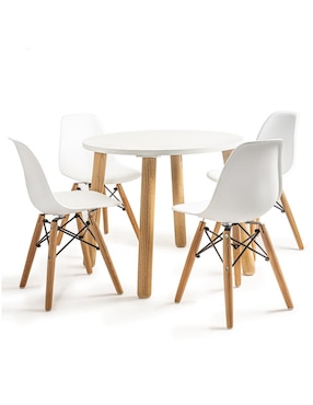 Cuatro Sillas Y Mesa Duduk Circular Eames