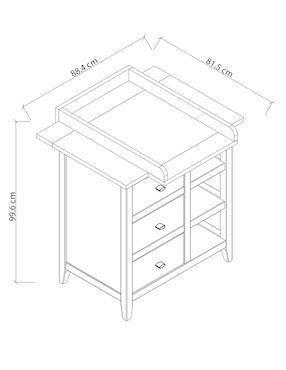 Cómoda con cambiador Lyon Mon Caramel de MDF
