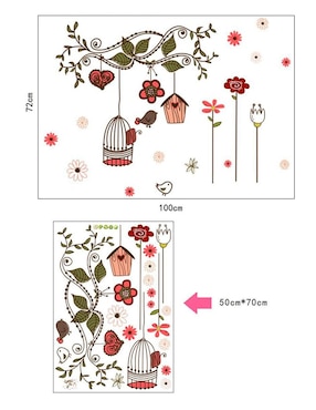 Vinil decorativo Dara baby Pajaro Feliz en Jaula Retro