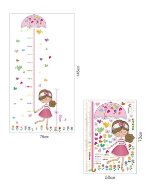 Vinil decorativo Dara Baby Niña bajo la lluvia Con Regla de Medición