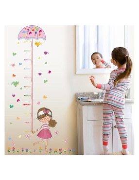 Vinil decorativo Dara Baby Niña bajo la lluvia Con Regla de Medición