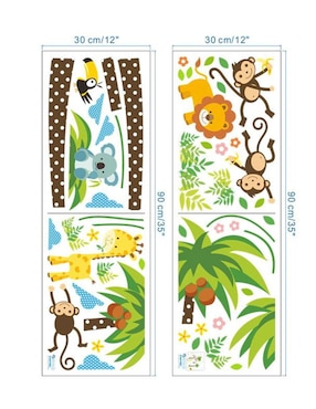 Vinil decorativo Dara Baby Palmeras Y Animales De La Selva