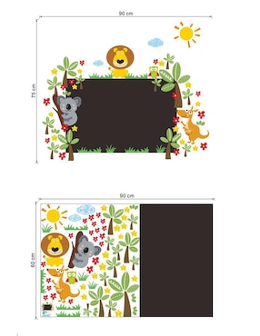 Vinil decorativo Dara Baby Pizarron Con Animales Selva