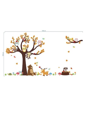 Vinil decorativo Dara Baby Bosque Con Búhos Y Osos