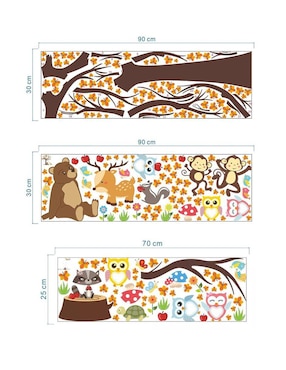 Vinil decorativo Dara Baby Bosque Con Búhos Y Osos
