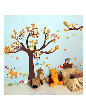 Vinil decorativo Dara Baby Bosque Con Búhos Y Osos