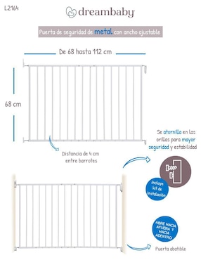Puerta de seguridad de metal para bebé Deambaby