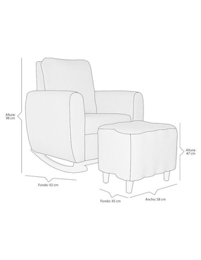 Mecedora con taburete Mueble Mom de poliéster