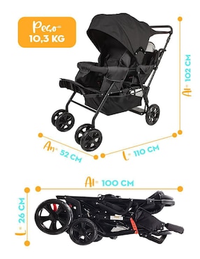 Carriola doble Mima2 plegable