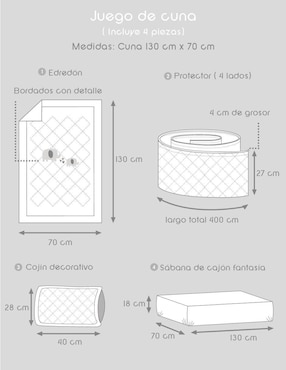 Juego de cuna Babuu Baby Tigres para bebé niño 4 piezas