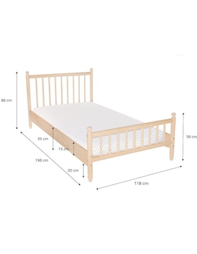 Cama Duduk de madera individual