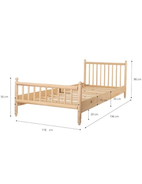 Cama Duduk de madera pino individual
