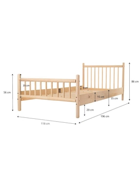 Cama Duduk de madera pino individual