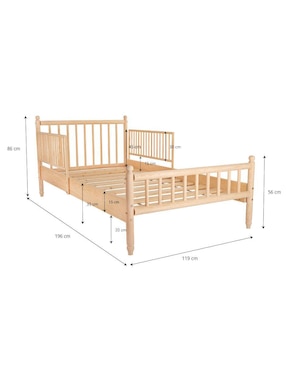 Cama baja Duduk de madera pino individual