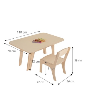 Mesa con silla armable Abedul Duduk