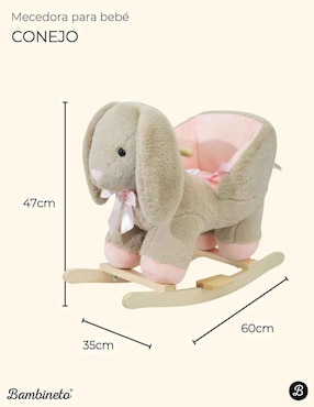 Mecedora bambineto animalito peluche bambineto de madera