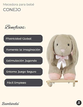 Mecedora bambineto animalito peluche bambineto de madera