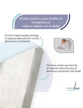 Colchón para cuna Memory Foam Baby confort medio