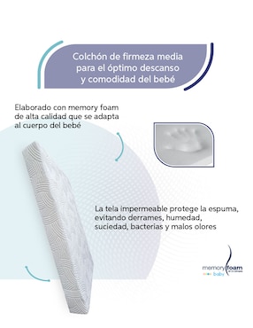 Colchón p/cuna Memory Foam Baby confort medio