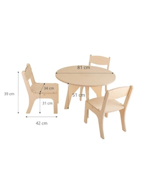 Mesa con silla armable Montessori infantil Duduk de madera