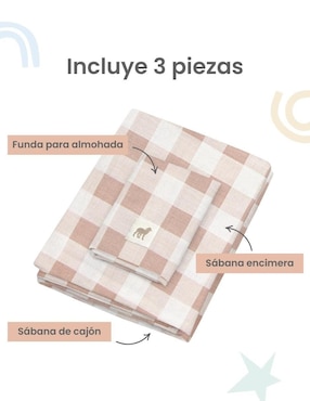 Juego de sábanas de algodón 250 hilos Nap Gingham