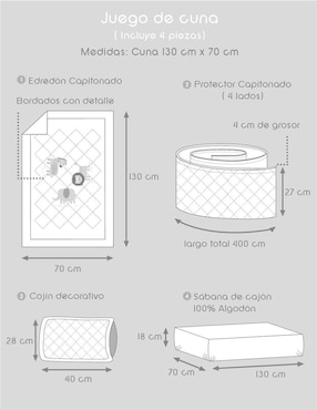 Juego de cuna Babuu Baby para infantil unisex 4 piezas