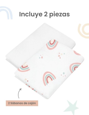 Set sábanas cajón de algodón 250 hilos Nap arcoíris love