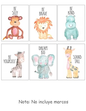 Juego de cuadros Set de Lienzos Decorativos Animales Selva técnica impresión Dara Baby