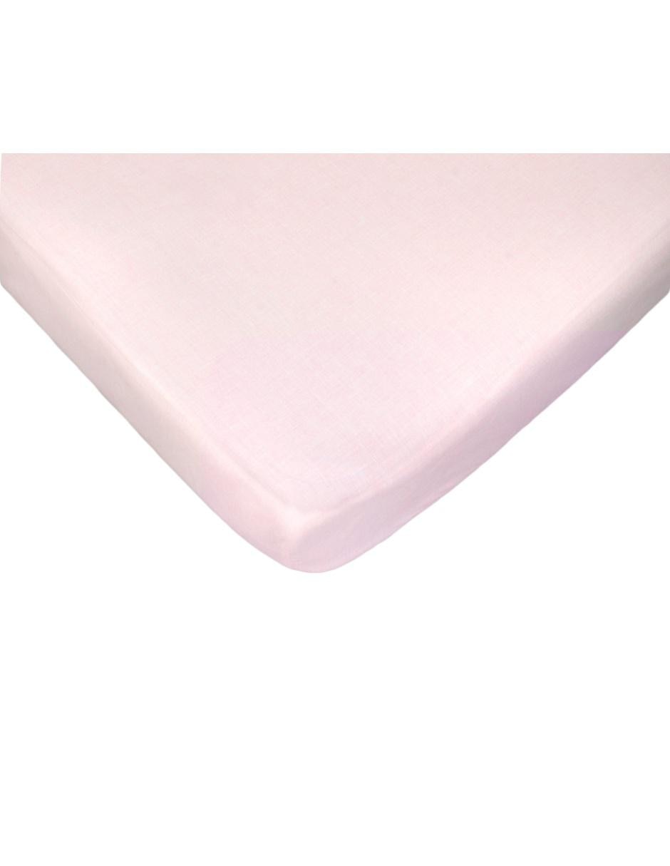 Sábana bajera cuna, popelín rosa-blanco, 100% algodón, 60x120 cm INTERBABY,  2 uds