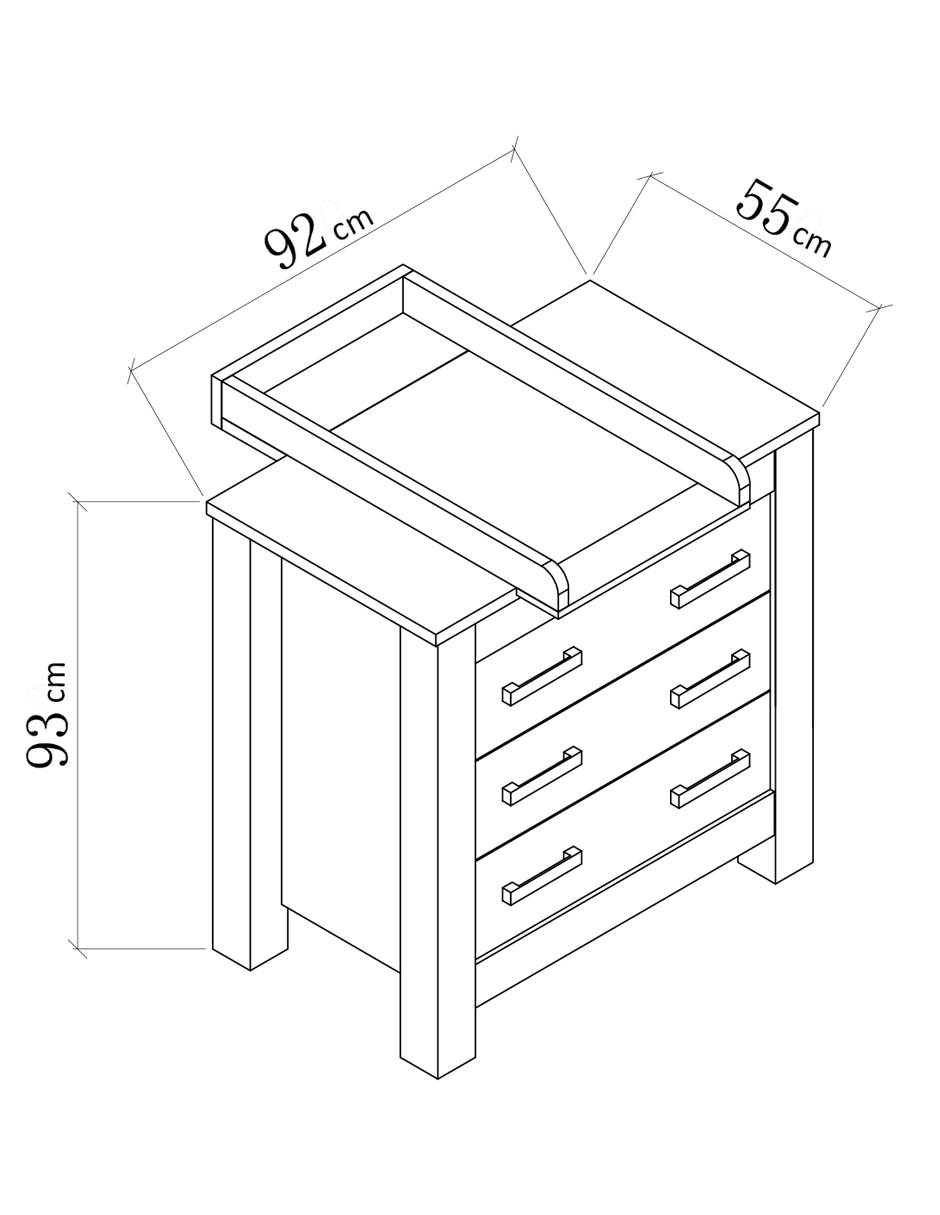 Cómoda con cambiador Bordeaux de MDF 6