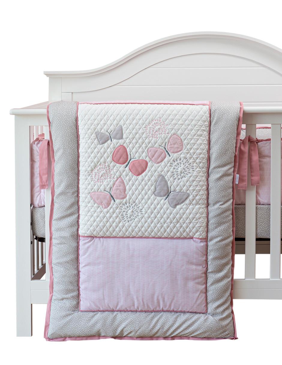 Juego de cuna Mariposa para bebé niña 4 piezas Juego de cuna Mariposa para bebé niña 4 piezas