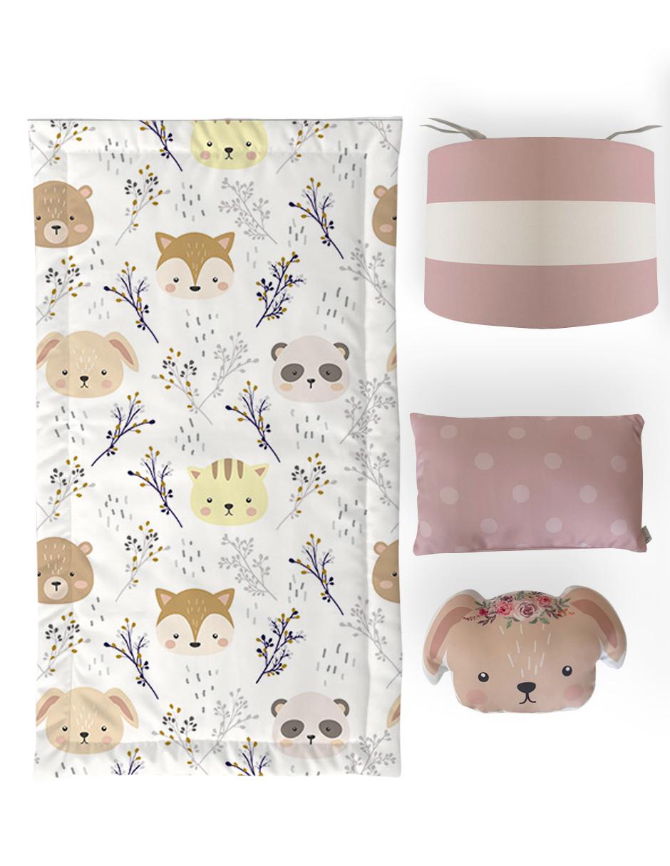 Juego de cuna Sweet Animals para bebé niña 5 piezas 2