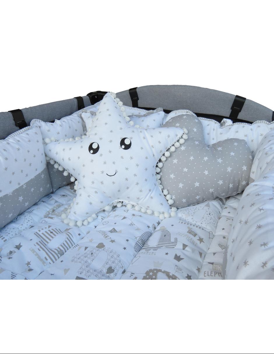 Set edredón Titi Muebles elefantes gris