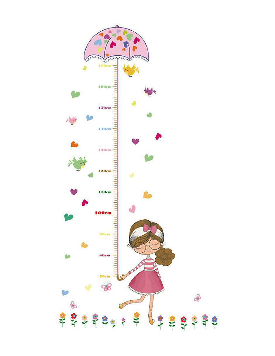 Vinil decorativo Niña bajo la lluvia Con Regla de Medición