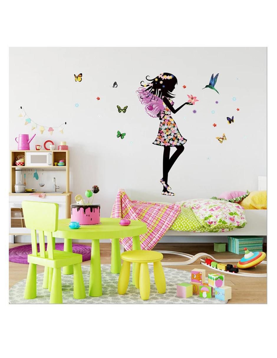 Vinilo decorativo Hada de Pie con Mariposas 4
