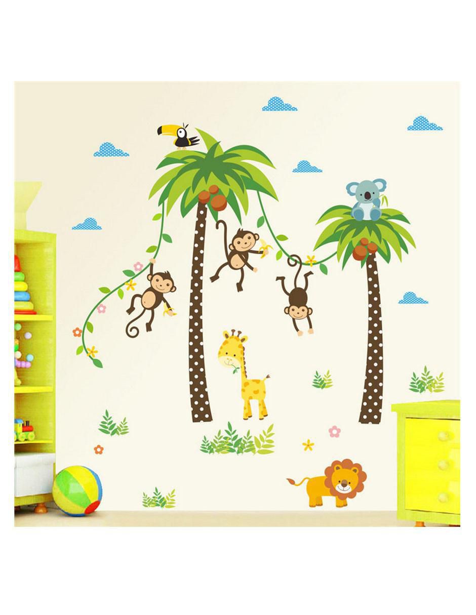 Vinil decorativo Palmeras Y Animales De La Selva 3