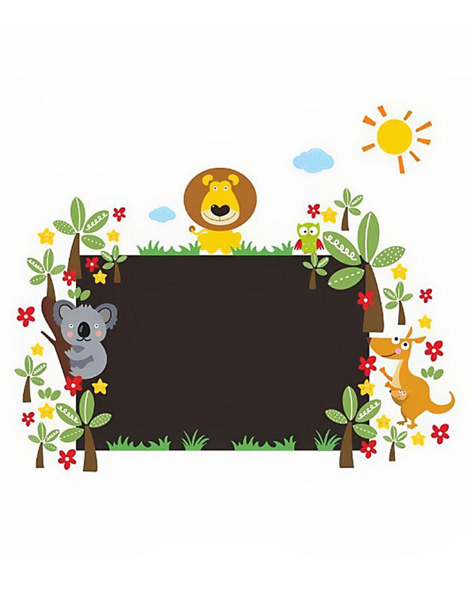 Vinil decorativo Pizarron Con Animales Selva