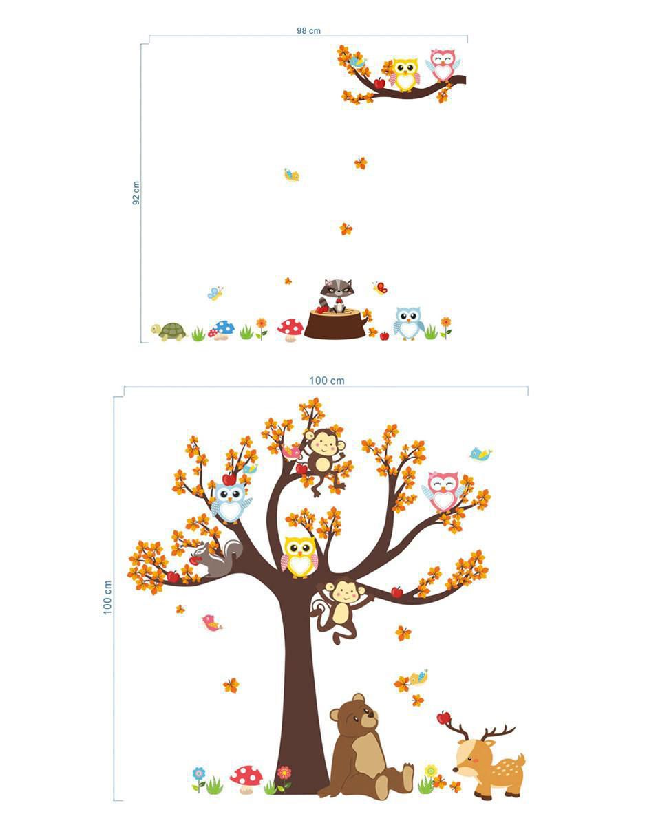 Vinil decorativo Bosque Con Búhos Y Osos 5
