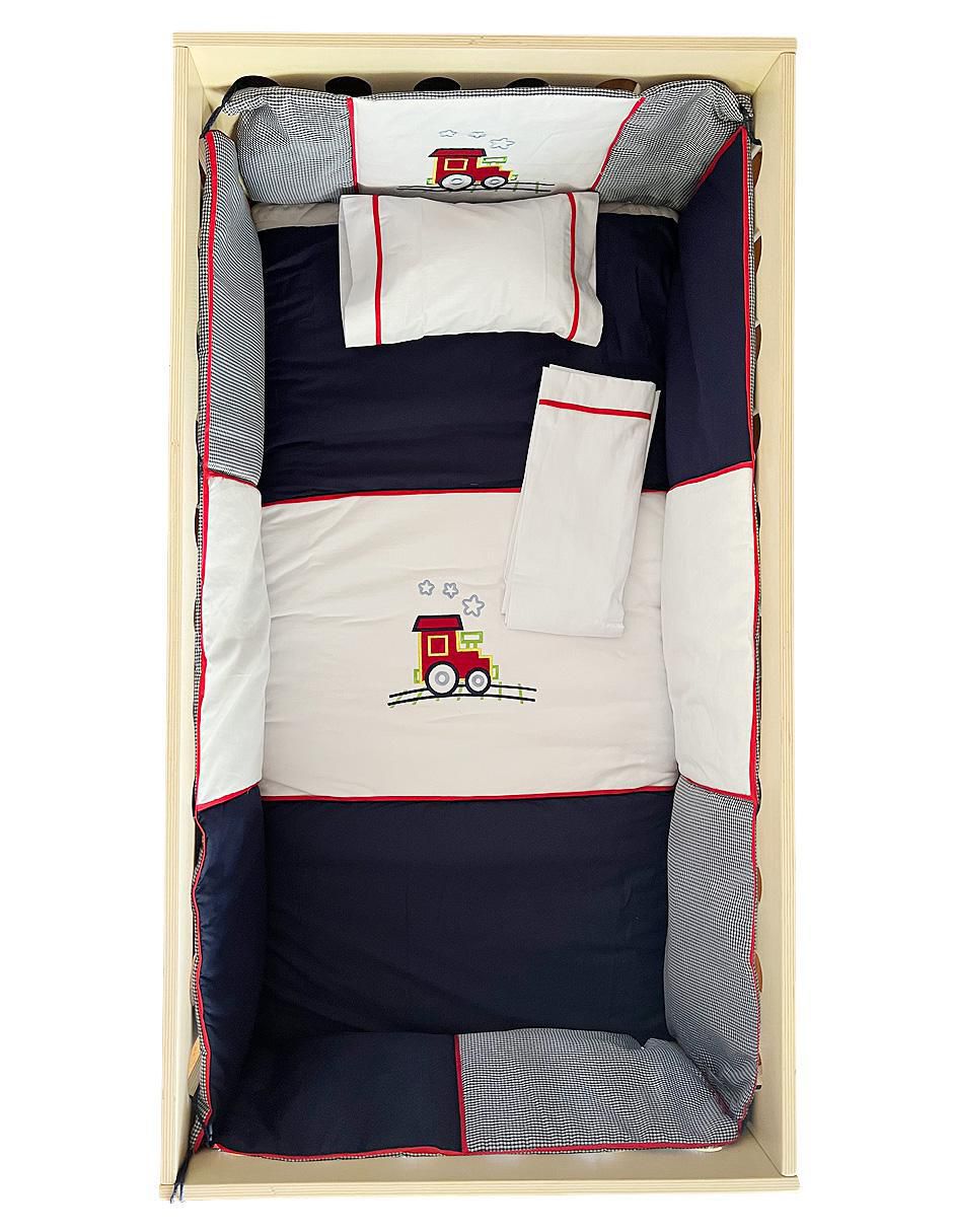 Juego de cuna Tren Bordado infantil unisex 6 piezas